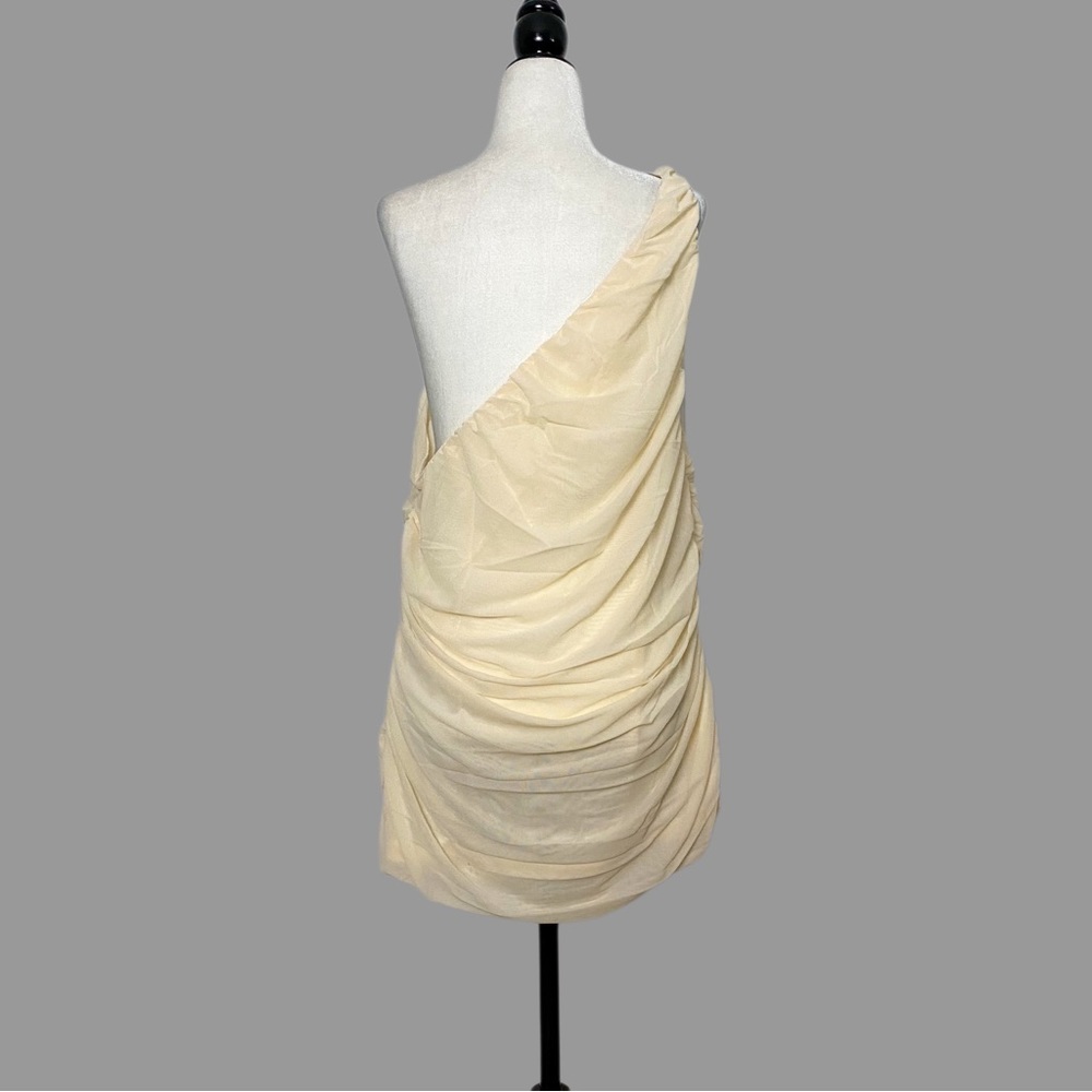 ❤️ 3X ❤️ NWT Anthro Top One Shoulder Ruched Ivory Tulle Party Event